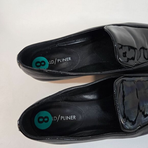 Donald Pliner Black Patent & Smooth Halia Loafers Square Toe Women's Size US 8 - Picture 6 of 10